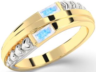 Emerald Platinum & Yellow Gold Heart Two Stone Birthstone Ring