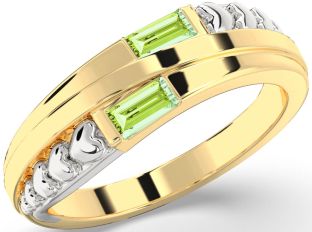 Emerald Platinum & Yellow Gold Heart Two Stone Birthstone Ring
