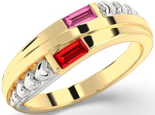 Emerald Platinum & Yellow Gold Heart Two Stone Birthstone Ring