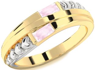 Emerald Platinum & Yellow Gold Heart Two Stone Birthstone Ring