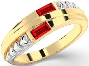 Emerald Platinum & Yellow Gold Heart Two Stone Birthstone Ring