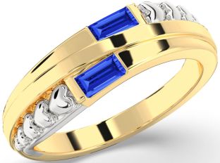 Emerald Platinum & Yellow Gold Heart Two Stone Birthstone Ring