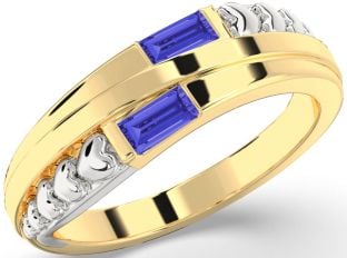 Emerald Platinum & Yellow Gold Heart Two Stone Birthstone Ring