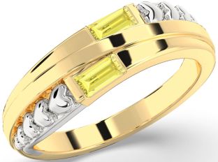 Emerald Platinum & Yellow Gold Heart Two Stone Birthstone Ring