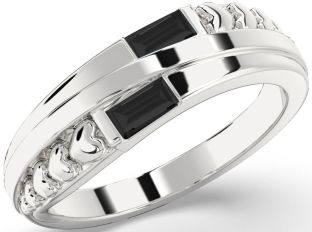 Emerald Platinum Heart Two Stone Birthstone Ring