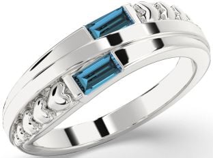 Emerald Platinum Heart Two Stone Birthstone Ring