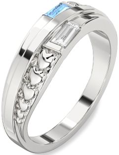 Platinum Heart Two Stone Promise Ring