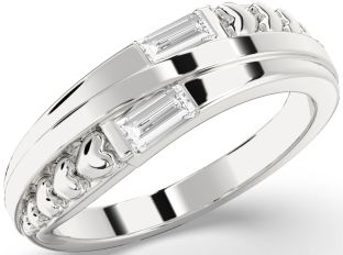 Diamond Platinum Heart Baguette Two Stone Ring