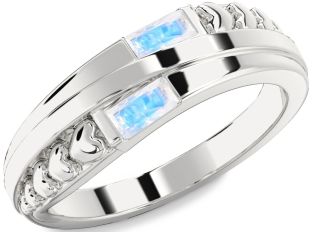 Emerald Platinum Heart Two Stone Birthstone Ring