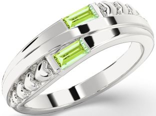 Emerald Platinum Heart Two Stone Birthstone Ring