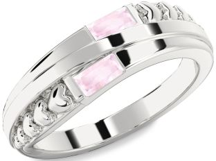 Emerald Platinum Heart Two Stone Birthstone Ring