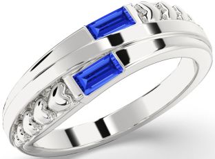 Emerald Platinum Heart Two Stone Birthstone Ring