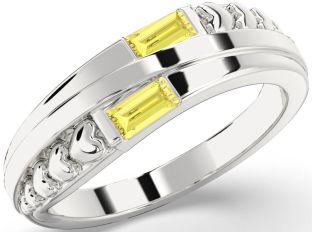 Emerald Platinum Heart Two Stone Birthstone Ring