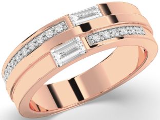 Men's Diamond Rose Gold Baguette Two Stone Ring