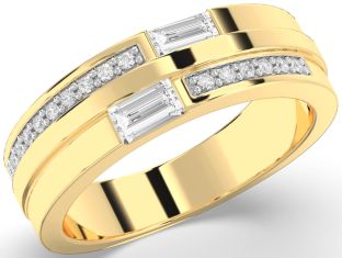 Men's Diamond Gold Baguette Two Stone Ring