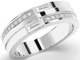 Men's Diamond Platinum Baguette Two Stone Ring