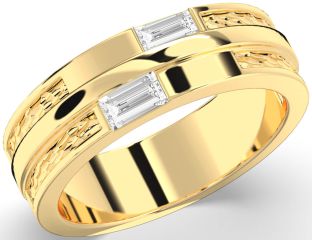 Men's Diamond Gold Baguette Two Stone Ring