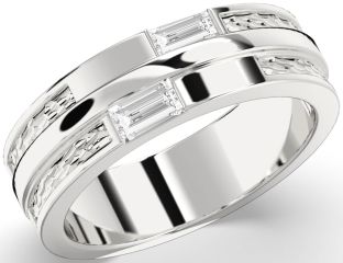 Men's Diamond Platinum Baguette Two Stone Ring