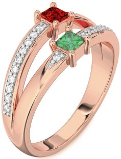Diamond Rose Gold Princess Two Stone Promise Ring