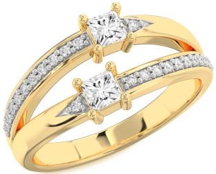 Diamond Gold Princess Two Stone Ring
