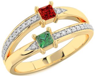 Diamond Gold Princess Two Stone Promise Ring