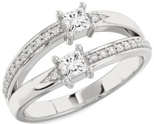 Diamond Platinum Princess Two Stone Ring