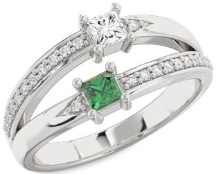 Diamond Silver Princess Two Stone Promise Ring
