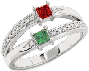 Diamond Platinum Princess Two Stone Promise Ring