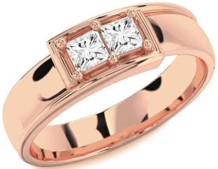 Men's Diamond Rose Gold Princess Two Stone Ring