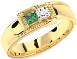 Men's Gold Princess Two Stone Promise Ring