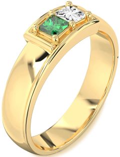 Men's Gold Princess Two Stone Promise Band Ring