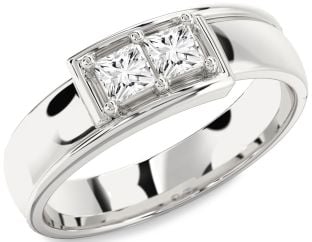 Men's Diamond Platinum Princess Two Stone Ring
