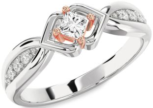 Diamond White Rose Gold Princess Promise Ring