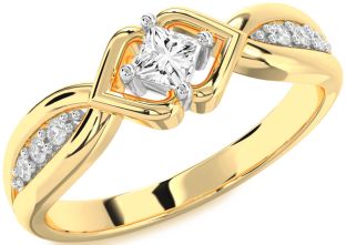 Diamond Platinum & Yellow Gold Princess Promise Ring