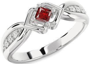 Diamond Ruby White Gold Princess Promise Ring