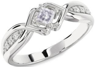 Salt & Pepper Diamond Silver Princess Promise Ring