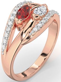 Diamond Rose Gold Marquise Two Stone Promise Ring