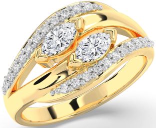 Diamond Gold Marquise Two Stone Ring
