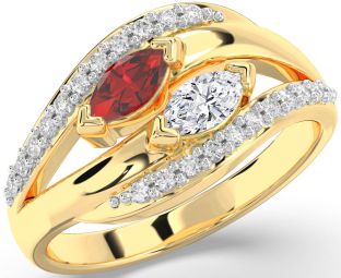 Diamond Gold Marquise Two Stone Promise Ring