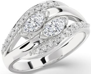Diamond Platinum Marquise Two Stone Ring