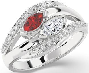 Diamond White Gold Marquise Two Stone Promise Ring