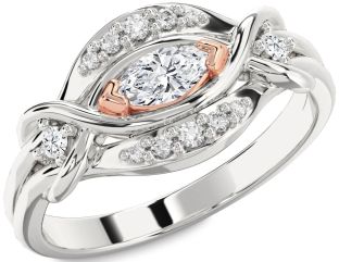 Diamond White Rose Gold Marquise Promise Ring