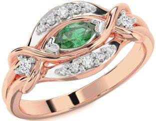 Diamond Emerald White Rose Gold Marquise Promise Ring