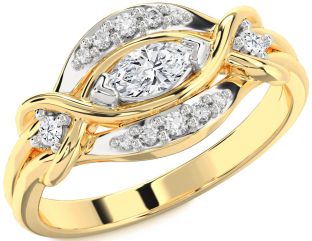 Diamond Platinum & Yellow Gold Marquise Promise Ring