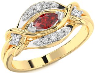 Diamond Ruby Platinum & Yellow Gold Marquise Promise Ring