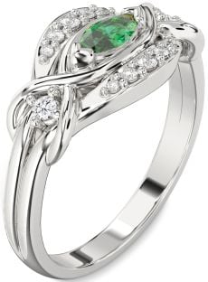 Diamond Emerald White Gold Marquise Promise Ring