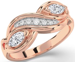 Diamond Rose Gold Marquise Two Stone Ring