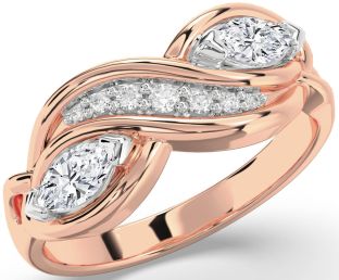Diamond White Rose Gold Marquise Two Stone Ring