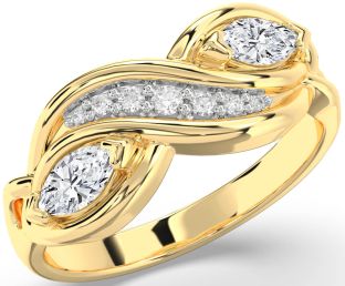 Diamond Gold Marquise Two Stone Ring