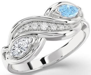 Diamond White Gold Marquise Two Stone Promise Ring